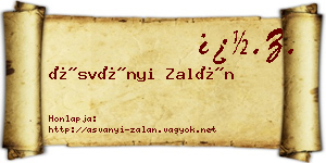 Ásványi Zalán névjegykártya